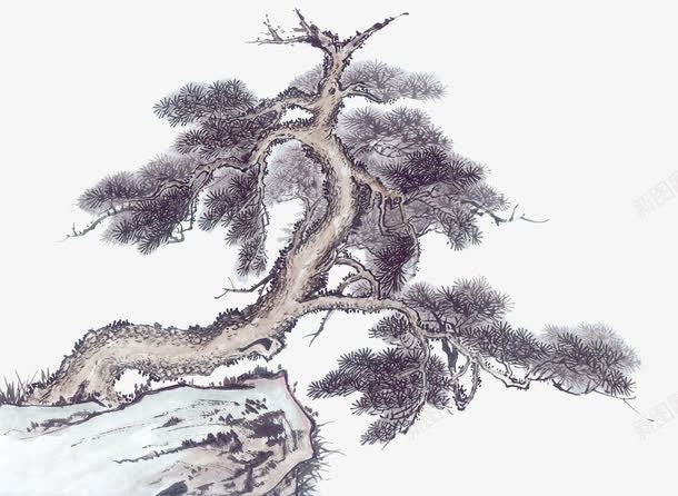 国画古松图png免抠素材_新图网 https://ixintu.com 仿古画 传统画 写意画 劲松 古典 古松 古松图 国画 国画古松图 文化艺术 水墨 苍松 设计