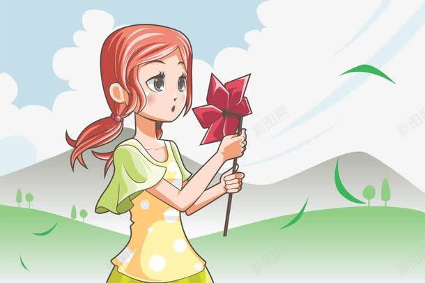 卡通插图清风徐徐吹风车插图png免抠素材_新图网 https://ixintu.com 微风轻吹 春天微风 清风 清风徐徐 清风徐来 清风阵阵 风吹拂 风车