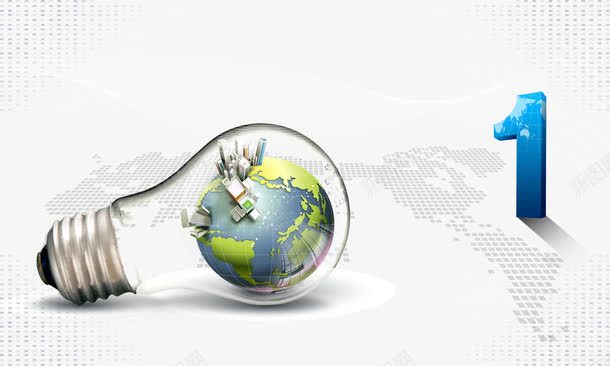 环保蓝色地球世界png免抠素材_新图网 https://ixintu.com 世界地图 地球 建筑物 数字 灯泡 环保 环保元素 环保图案 线条
