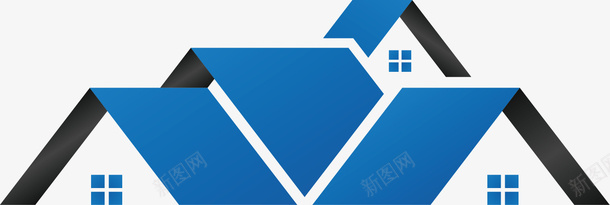 蓝色小屋顶png免抠素材_新图网 https://ixintu.com 住宿 创新 办公 屋顶 窗口 蓝色 设计