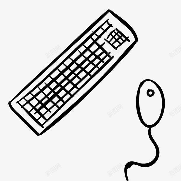 手绘键盘鼠标png免抠素材_新图网 https://ixintu.com 图示 手绘图 电脑零件 简笔图 键盘 鼠标