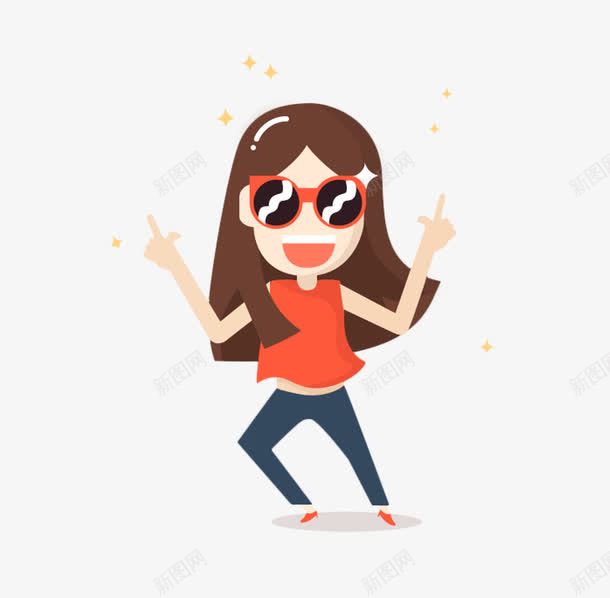 卡通开心女孩png免抠素材_新图网 https://ixintu.com 卡通开心女孩 可爱女孩 围观卡通 海报宣传单PNG 节日人物使用PNG