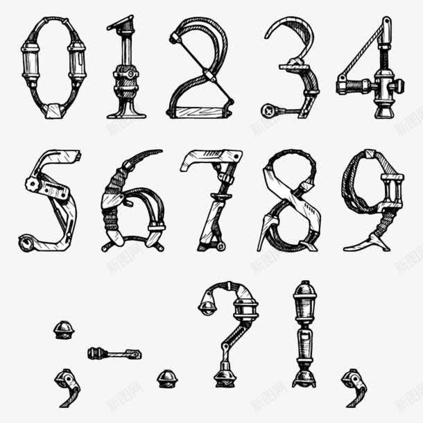 手绘金属风格数字和标点符号png免抠素材_新图网 https://ixintu.com 分号 创意 卡通 卡通叹号 叹号 惊叹号 感叹号 手绘 数字 标点符号 逗号 金属