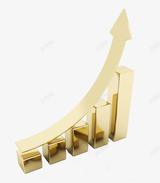 金色立体信号趋势图png免抠素材_新图网 https://ixintu.com 立体信号图 箭头 趋势图 金色立体信号图