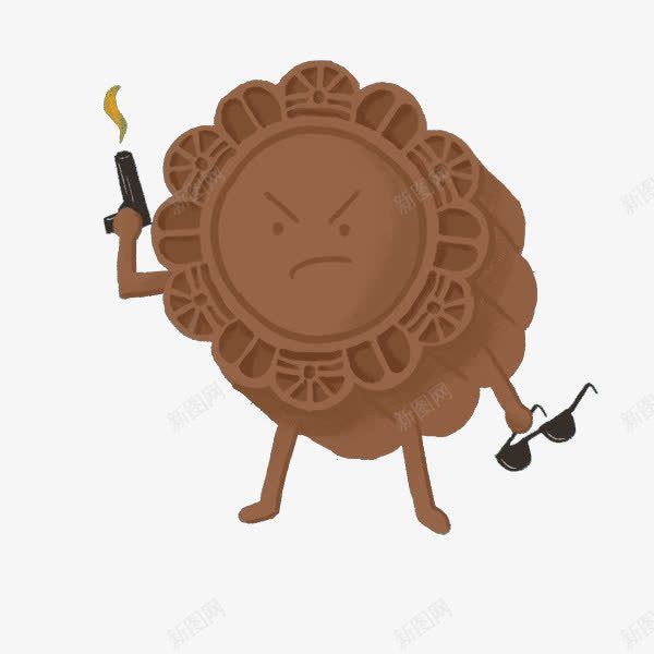月饼png免抠素材_新图网 https://ixintu.com 中秋素材 中秋美食 卡通 圆形 手枪 糕点 食物