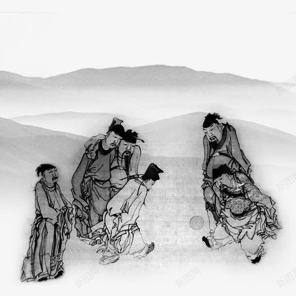 古代踢球png免抠素材_新图网 https://ixintu.com 山水 水墨 水墨山 足球 踢球
