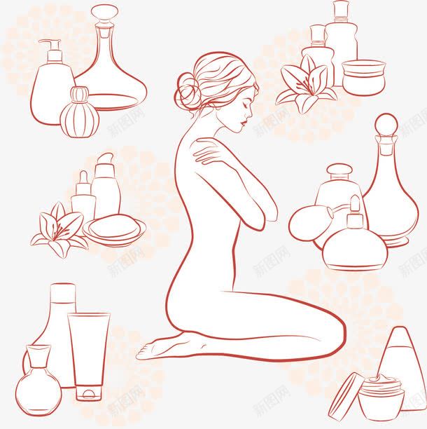 美容spapng免抠素材_新图网 https://ixintu.com spa用品 spa素材 女性 手绘 手绘人脸 素描 线条 美女 美容养颜 脸部护理