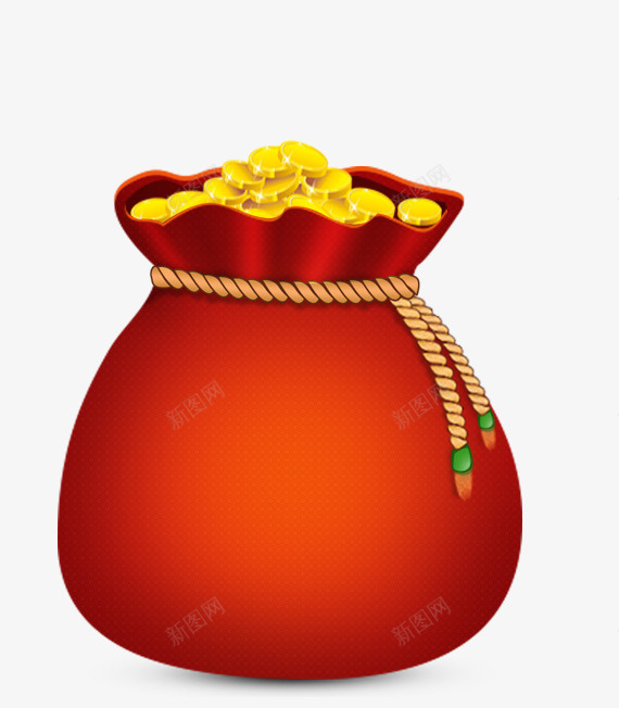 福袋装很多金币png免抠素材_新图网 https://ixintu.com 福袋 袋子 金币 钱