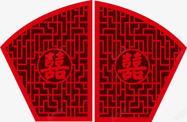 红色中国风双喜窗棂png免抠素材_新图网 https://ixintu.com 双喜花纹 婚庆 婚礼 浪漫 爱情 窗棂 窗花 结婚
