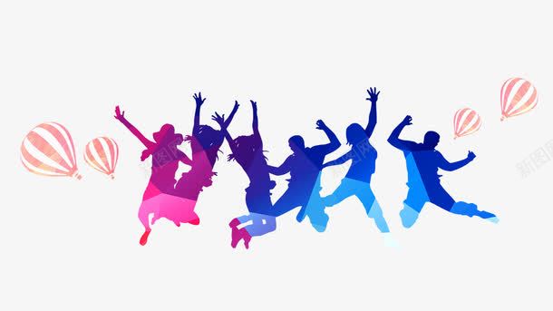 跳跃的人png免抠素材_新图网 https://ixintu.com 人 手绘人物 热气球 矢量装饰 装饰