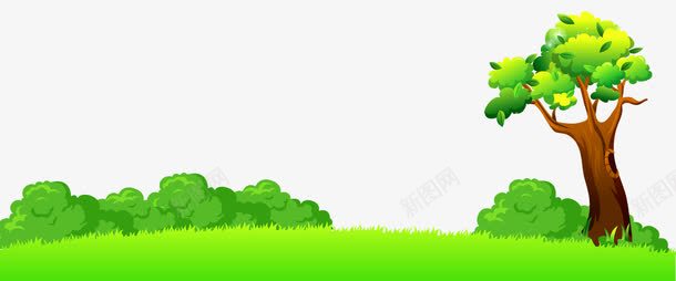 卡通春天草坪树png免抠素材_新图网 https://ixintu.com 卡通 春天 树 草坪