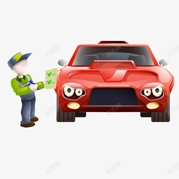 汽车维修工人检查车辆矢量图ai免抠素材_新图网 https://ixintu.com 4S店 小车 工人 年审 检修 汽车维修工 红色 车辆 矢量图