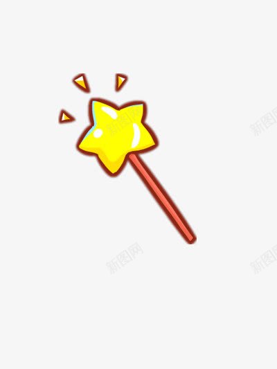 魔法棒png免抠素材_新图网 https://ixintu.com 五角星 手拿棒 通话 黄色