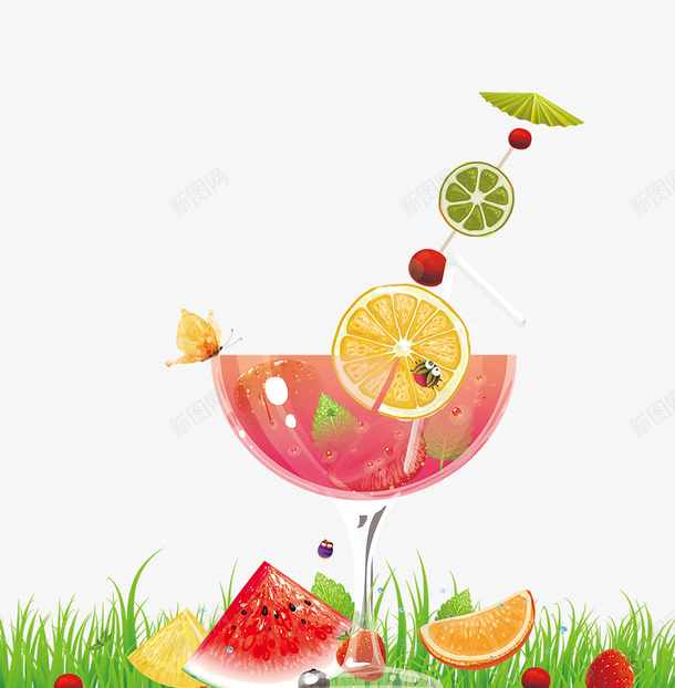 鲜榨果汁夏天冻饮装饰手绘psd免抠素材_新图网 https://ixintu.com 卡通水果茶 夏天冻饮 夏日畅饮 奶茶店 手绘插画水果茶奶 招牌奶茶 水果汁 水果茶 餐饮 饮品 饮料 鲜榨果汁