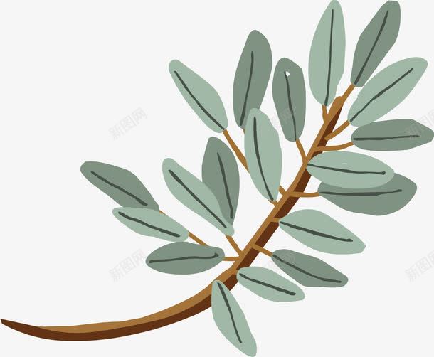 绿色手绘数字png免抠素材_新图网 https://ixintu.com 植物小草 清新树杈 简约植物 绿色树枝 自然树叶 装饰图案