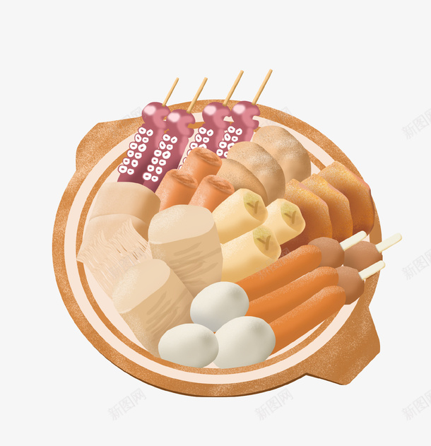 手绘美食关东煮插画psd免抠素材_新图网 https://ixintu.com 促销 关东煮 手绘 插画 海报 特色 美食