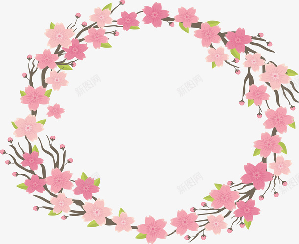 桃花花朵花边框春天矢量图ai免抠素材_新图网 https://ixintu.com 春天 树枝 桃树 桃花 植物 粉红 粉红桃花 花朵 花瓣 花边框 装饰 边框 矢量图