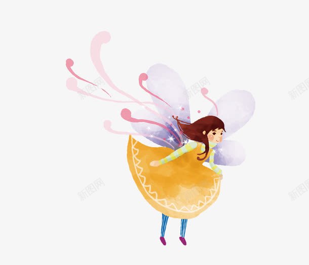 卡通手绘水彩小女孩插画png免抠素材_新图网 https://ixintu.com 仙子 卡通插画 天使 小女孩 手绘插画 插画 水彩 漫画 翅膀 蝴蝶仙子