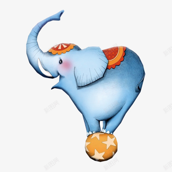 卡通表演的大象动物png免抠素材_新图网 https://ixintu.com Q版大象 动物设计 卡通 可爱 大象 愚人节 蓝色 表演 马戏团