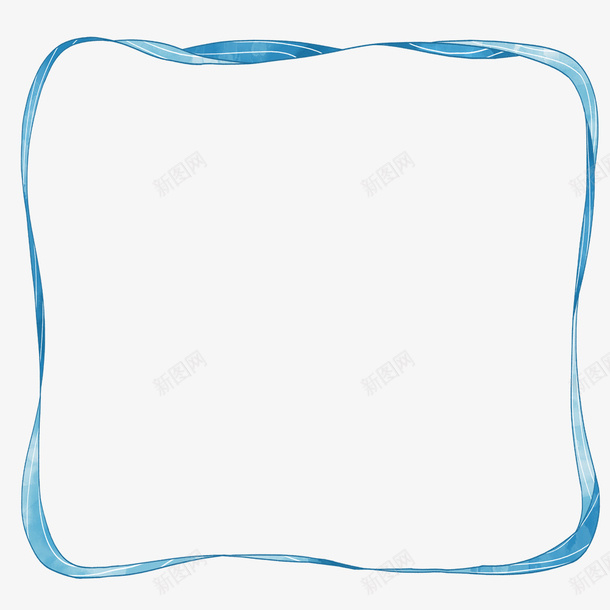 蓝色边框png免抠素材_新图网 https://ixintu.com 不规则 卡通 四方 手绘 水浪 海水 蓝色 边框