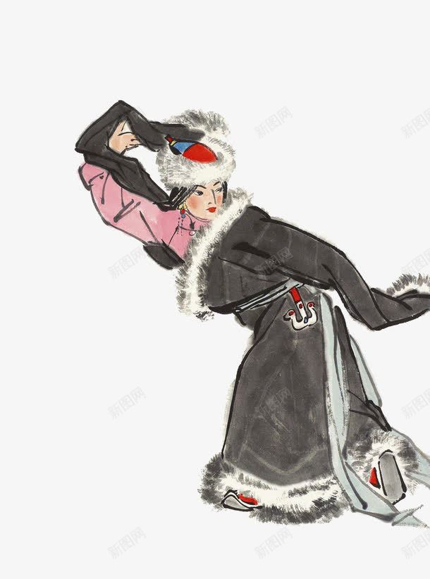 水墨画藏族女png免抠素材_新图网 https://ixintu.com 民族舞 水墨画 画室宣传单水墨画 藏族元素 藏族文化 藏族风情