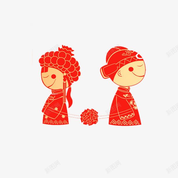 中国风新人卡通手绘png免抠素材_新图网 https://ixintu.com 中式婚礼 人物手绘 展板 广告 影楼 活动 视频