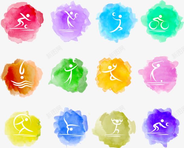 水墨奥运会小图标png_新图网 https://ixintu.com 运动会里约奥运会图标水墨