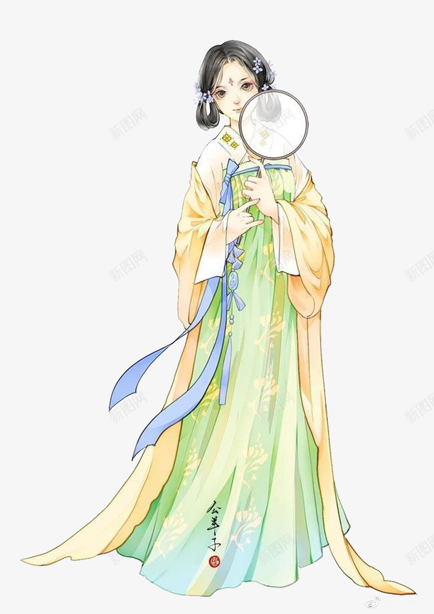 古风女孩png免抠素材_新图网 https://ixintu.com 卡通 古装 古风 古风衣服 女孩 手绘 水彩 装饰 长发
