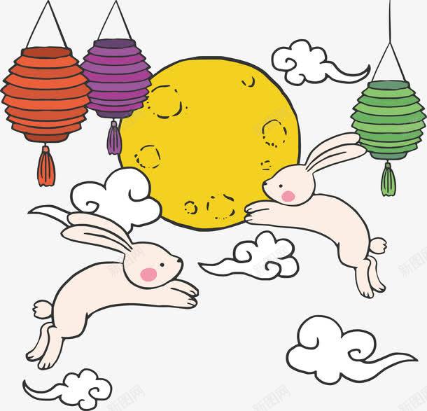 手绘祥云中秋玉兔png免抠素材_新图网 https://ixintu.com 中秋节 手绘祥云 月圆之夜 玉兔 矢量png 祥云