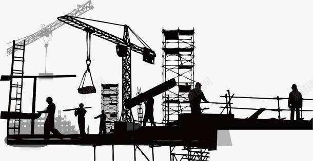建筑施工剪影矢量图ai免抠素材_新图网 https://ixintu.com 人物剪影 剪影 吊塔 工地 建筑 建筑工人剪影 矢量图