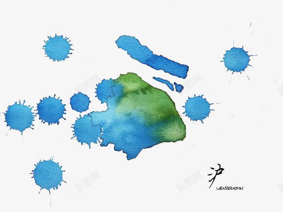 上海市水墨地图png免抠素材_新图网 https://ixintu.com 上海市 地图 水墨 祖国山河 色彩斑斓