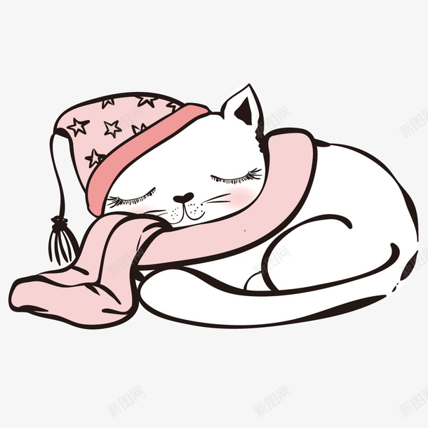 手绘卡通睡觉小猫png免抠素材_新图网 https://ixintu.com T恤设计 手机壳贴纸 插画 文艺小猫 服装设计 睡觉小猫 笔记本封面设计