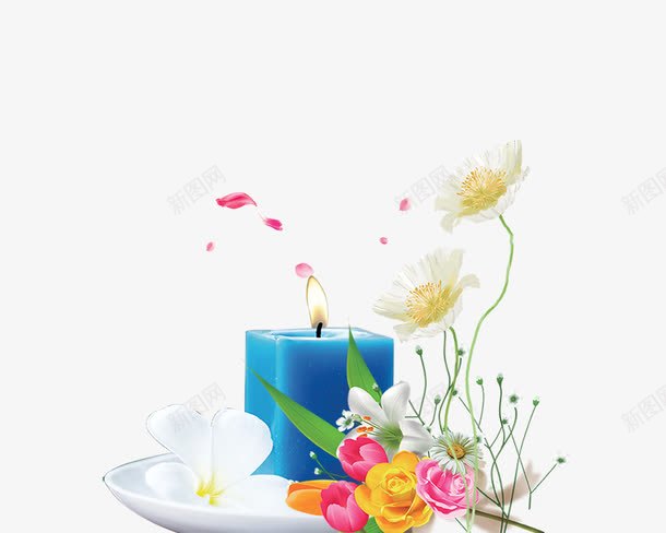 蓝色蜡烛和花png免抠素材_新图网 https://ixintu.com 学习 学生 教师 教师节贺卡 校园 粉笔 老师 老师辛苦了 黑板
