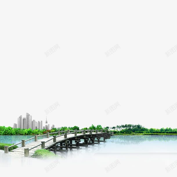 绿色现代植物装饰png免抠素材_新图网 https://ixintu.com 春天 木桥 树叶 树木 森林 清新 绿色 自然 茂盛 风景