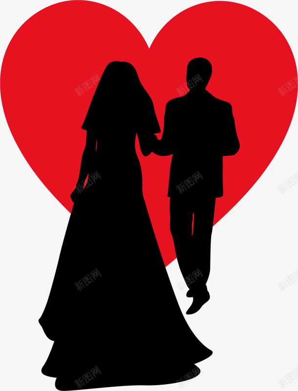婚礼爱心情侣剪影png免抠素材_新图网 https://ixintu.com 婚庆 婚礼 心形 情侣简约 新人 新娘 新郎 浪漫 爱心 爱情