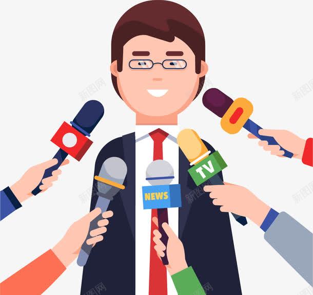 手绘新闻采访矢量图ai免抠素材_新图网 https://ixintu.com 人物访谈 发言人 在线访谈 手绘 新闻采访 直播节目 矢量图 访谈海报 话筒