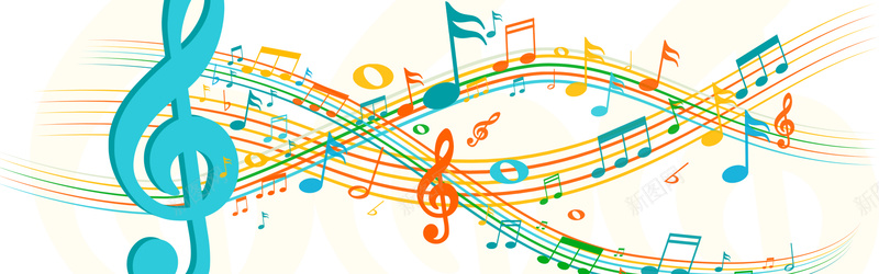 彩色音乐符号背景jpg设计背景_新图网 https://ixintu.com banner 五线谱 彩色 海报banner 激情 狂欢 音乐符号