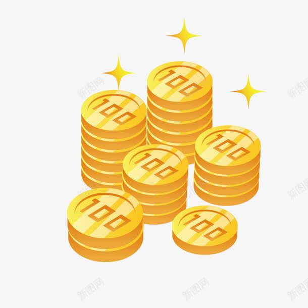 金色硬币png免抠素材_新图网 https://ixintu.com 人民币 硬币 纸币 金色 金钱
