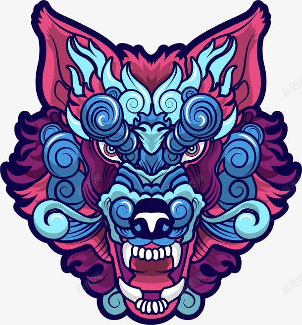 古风祥云花纹狼图腾png免抠素材_新图网 https://ixintu.com 古代图腾 古风花纹 狼图腾 矢量素材 祥云拼图