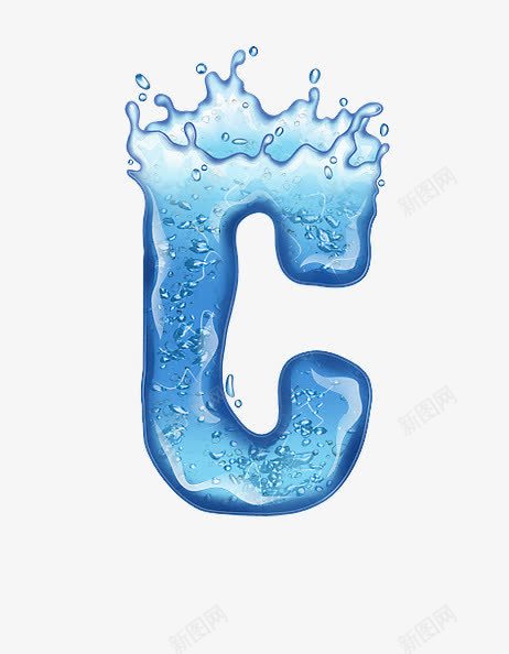 水花溅落字母cpng免抠素材_新图网 https://ixintu.com 冰凉感觉 创意数字 水花溅落字母数字