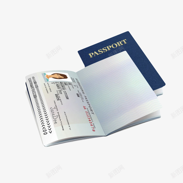 翻开的护照实例和蓝色封面护照png免抠素材_新图网 https://ixintu.com 例子 公民 国境 国籍 居留 展示 护照本 旅行 样式 案例 证件 证明 身份 通行证