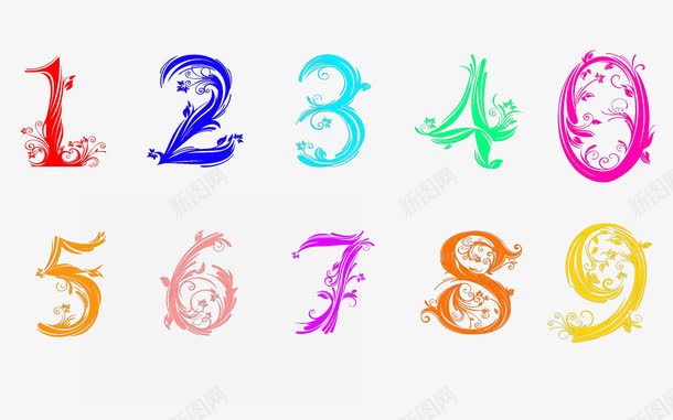 数字png免抠素材_新图网 https://ixintu.com 1 2 3 4 5 6 彩色 花纹数字