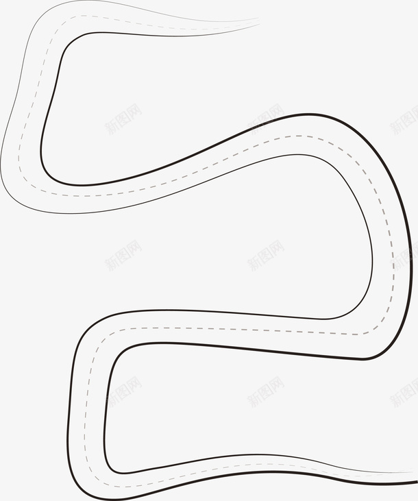 黑色线条马路png免抠素材_新图网 https://ixintu.com 弧线 手绘线条 清新纹路 线条曲线 边框纹理 黑色马路