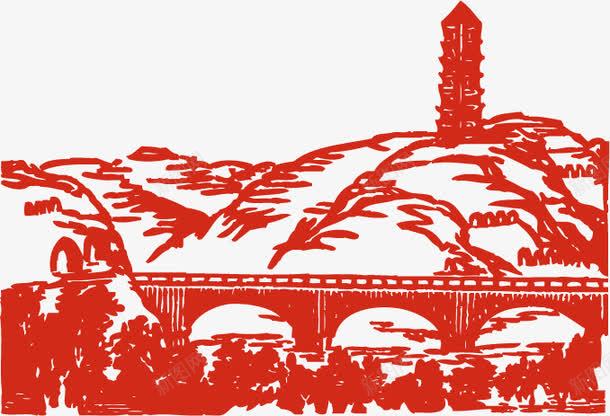 红色延安地标剪纸矢量图ai免抠素材_新图网 https://ixintu.com 地标 延安 建筑 红色革命 矢量图