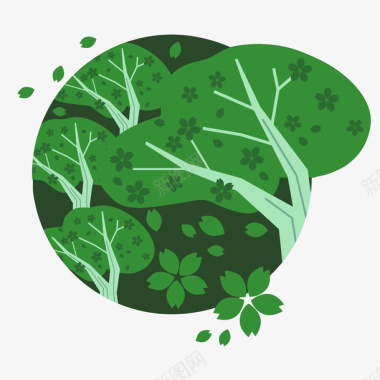 春天绿色植物logo图标图标