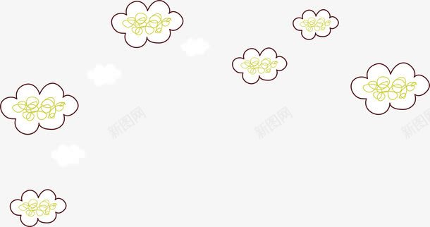 卡通云朵png免抠素材_新图网 https://ixintu.com AI 云朵 卡通 天空 底纹 手绘 白云 线条 绿色 背景