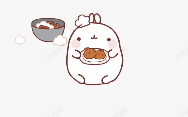 静静等待png免抠素材_新图网 https://ixintu.com 兔子 卡通 可爱 美食 装饰
