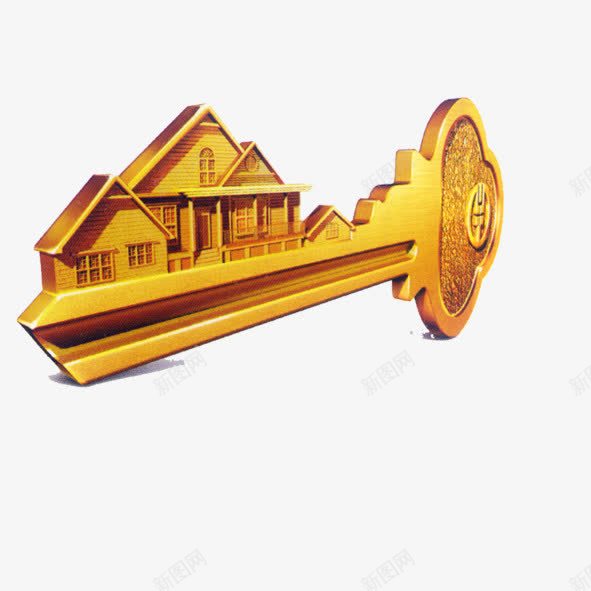 金钥匙金房子png免抠素材_新图网 https://ixintu.com 房地产广告 金房子 金色钥匙插画 金钥匙