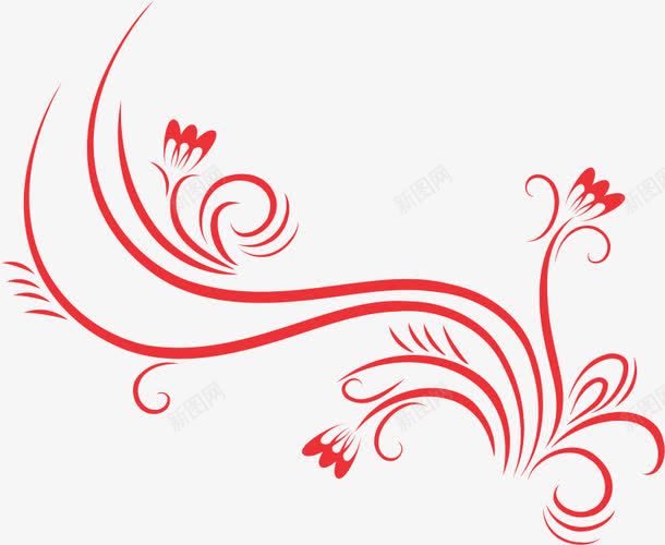 花纹花边线稿png免抠素材_新图网 https://ixintu.com 红色 线条 花样 花边 边角