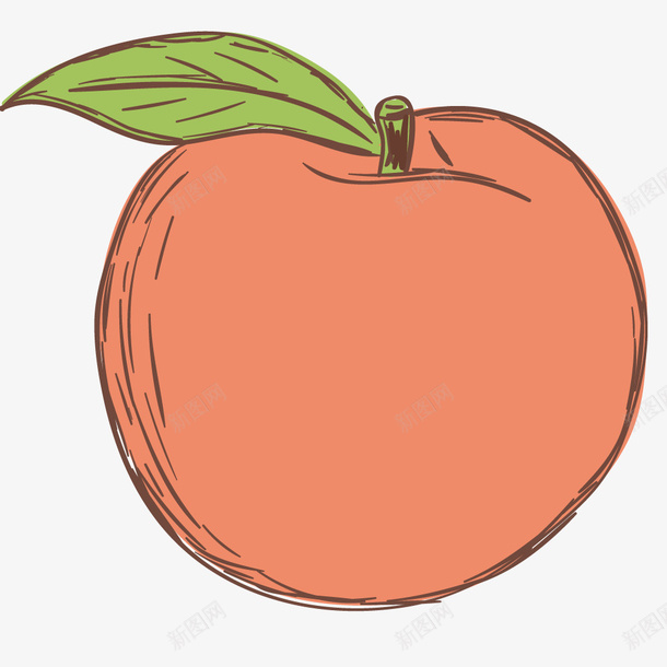 红色手绘的苹果食物png免抠素材_新图网 https://ixintu.com 动漫动画 卡通手绘 水果 绿叶 苹果 装饰图 食物